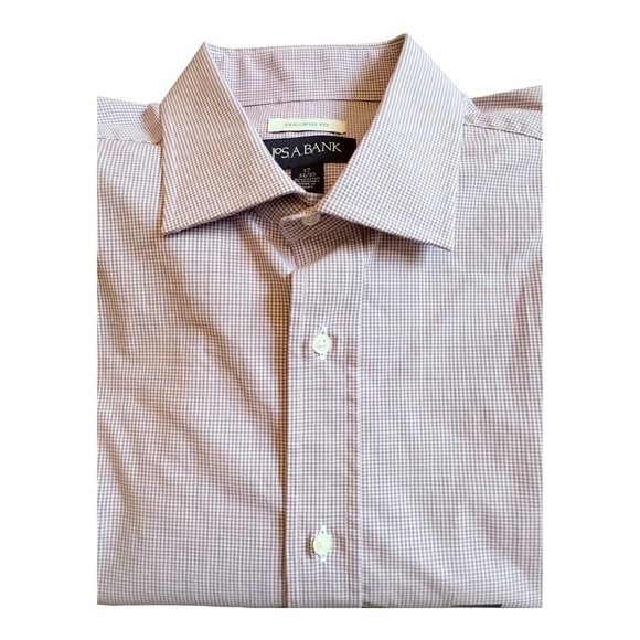 Jos. A. Bank Burgundy Checkered Dress Shirt - Picture 1 of 10